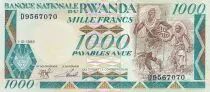 Ruanda 1000 Francs - Dance - Gorilla - 1988 - P.21