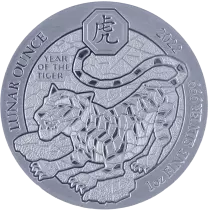 Ruanda 2 Dollars - 1 oz Silver - Tiger Lunar - 2022