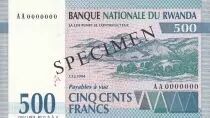 Ruanda 500 Francs - Landscape - Antelope - Specimen - 1994 - P.23s
