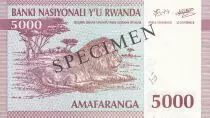 Ruanda 5000 Francs - Landscape - Lion - Specimen - 1994 - P.25s