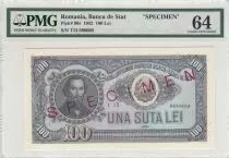 Rumania 100 Lei - Nicolae Balcescu - 1952 - Specimen - PMG 64 - P.90s