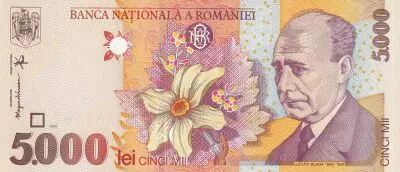 Rumania 5000 Lei - Lucian Blaga - 1998 - P.107