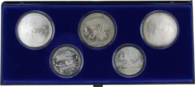 Russian Federation Set 5 Silver Coins XXII Moscow Olympic Games 1980 - 1978 - without certificate - scratched box