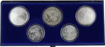 Russian Federation Set 5 Silver Coins XXII Moscow Olympic Games 1980 - 1978 - without certificate - scratched box
