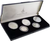 Russian Federation Set 5 Silver Coins XXII Moscow Olympic Games 1980 - 1978 - without certificate - broken box