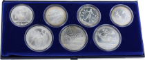 Russian Federation Set 7 Silver Coins XXII Moscow Olympic Games 1980 - without certificate - scratched box