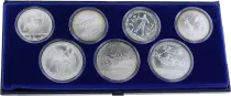 Russian Federation Set 7 Silver Coins XXII Moscow Olympic Games 1980 - without certificate - scratched box