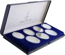 Russian Federation Set 7 Silver Coins XXII Moscow Olympic Games 1980 - without certificate - scratched box