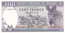 Rwanda 100 Francs - Zebras - Mountain - 1989 - P.19