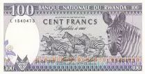 Rwanda 100 Francs - Zebras - Mountain - 1989 - P.19