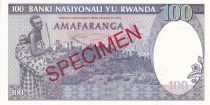 Rwanda 100 Francs - Zebras - Specimen - 1989 - P.19s