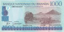 Rwanda 1000 Francs - Volcano - Cattle - 1998 - Serial AW - P.27b