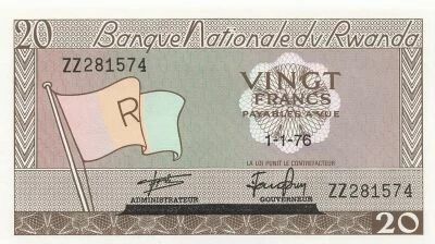Rwanda 20 Francs - 01-01-1976 - Replacement - P.6