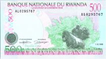 Rwanda 500 Francs -  Gorillas - Schoolchildren - 1998
