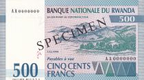 Rwanda 500 Francs - Paysage - Antilope - Spécimen - 1994 - P.23s