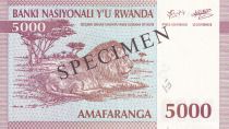 Rwanda 5000 Francs - Paysage - Lion - Spécimen - 1994 - P.25s