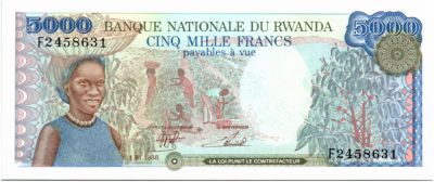 Rwanda 5000 Francs Cueillette du caf - 1988 - Neuf