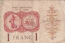 Saar 1 Franc - National Mines of Sarre - Type 1920 - Serial B - P.2
