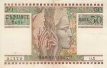 Saar 50 Mark Head of woman - 1947 Serial G.3