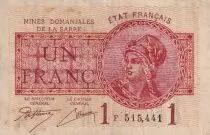 Saarland 1 Franc - National Mines of Saarland - Type 1920 - Serial F - P.2