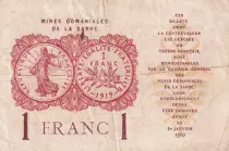 Saarland 1 Franc - National Mines of Sarre - Type 1920 - Serial A - P.2