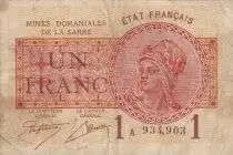 Saarland 1 Franc - National Mines of Sarre - Type 1920 - Serial A - P.2