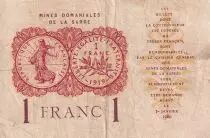 Saarland 1 Franc - National Mines of Sarre - Type 1920 - Serial B - P.2