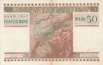 Saarland 50 Mark Head of woman - 1947 Serial G.3