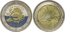 Saint-Marin 2 Euros - 10 ans de l\'Euro - Colorisée - 2012