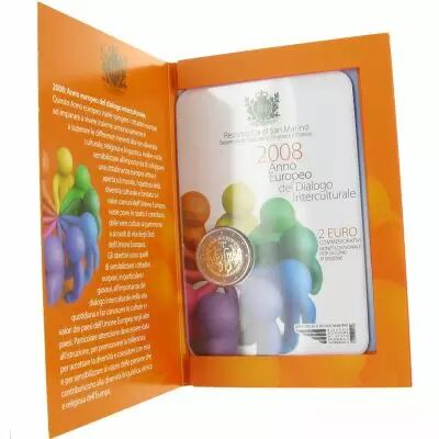Saint-Marin 2 Euros Comm�morative 2008 - Ann�e europ�enne du dialogue interculturel