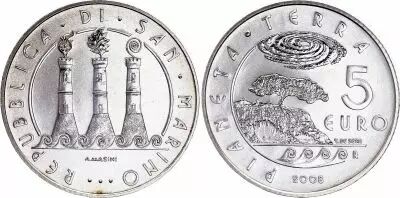 Saint-Marin 5 Euros - Plan�te terre - 2008 - Argent