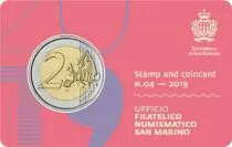 Saint-Marin Coincard n&deg;04 + Timbre - 2 Euros 2019