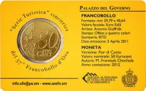 Saint-Marin Palazzo del Governo - 50 centimes 2012 Coincard + Timbre