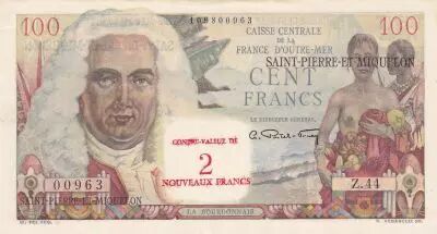 Saint Pierre & Miquelon 2 NF / 100 Francs - La Bourdonnais - ND (1963) - Serial Z.44