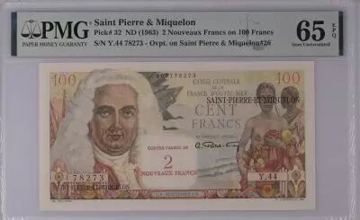 Saint Pierre & Miquelon 2 NF / 100 Francs - Saint-Pierre-Et-Miquelon - ND (1963) - S�rie Y.44 - PMG 65 EPQ