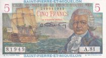 Saint Pierre & Miquelon 5 Francs - Bougainville - ND (1946) - Série A.81 - P.22