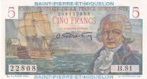 Saint Pierre & Miquelon 5 Francs - Bougainville - ND (1950-1960) - Serial B.81 - P.22