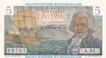 Saint Pierre & Miquelon 5 Francs - Bougainville - ND (1950-1960) - Série A.81 - P.22