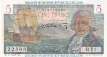 Saint Pierre & Miquelon 5 Francs - Bougainville - ND (1950-1960) - Série B.81 - P.22