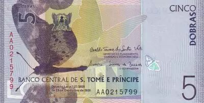 Saint Thomas and Prince 5 Dobras - Butterfly - Musaranho - 2020 - UNC - P.NEW
