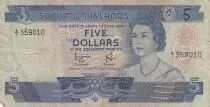 Salomonen 5 Dollars - Elizabeth II - Boat, mask - 1977
