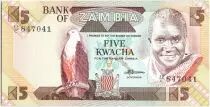 Sambia 5 Kwacha Pres K. Kaunda - hydroelectric dam (1986-1988)