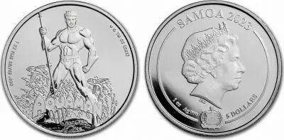 Samoa 5 Dollars Aquaman - DC Comics - 1 Oz Silver 2023
