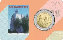 San Marino 2 Euros 2018 - Coincard n&deg;02 + Stamp