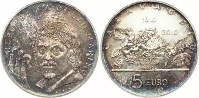 San Marino 5 Euro Caravaggio - 2010