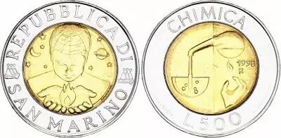 San Marino 500 Lira - 1998 - Chemistry