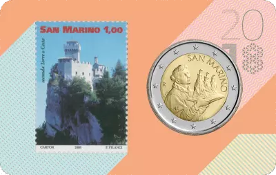 San Marino Coincard n�02 + Stamp - 2 Euros 2018