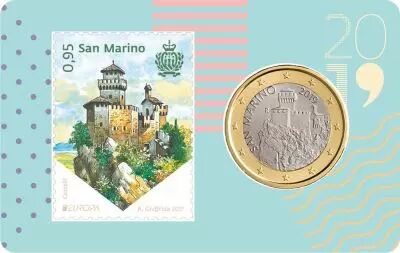 San Marino Coincard n�03 + Stamp - 1 Euro 2018