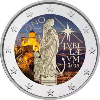 San Marino Jubilee (Holy Year) - 2 Euros color Comm�mo 2025