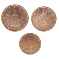 San Marino Lot 1, 2 and 5 euro cents 2006